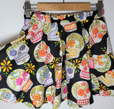 Glittery calavera sugar skulls print twirly skirt for kids