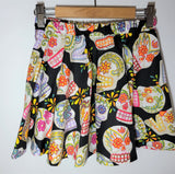 Glittery calavera sugar skulls print twirly skirt for kids