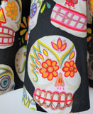 Glittery calavera sugar skulls print twirly skirt for kids