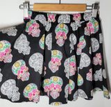 Large calavera sugar skulls print twirly skirt for kids