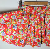 Red sugar skull print twirly skirt for kids