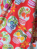 Red sugar skull print twirly skirt for kids