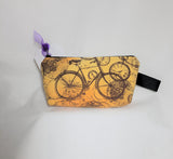 Antique bicycle travel print zippered bag